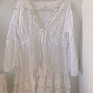 embroidered white sparkle detail cover up